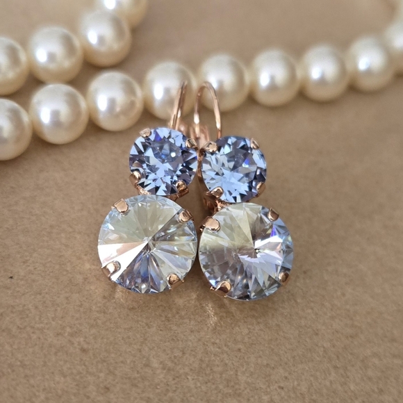 Austrian Crystal Earrings in Rose Gold - Picture 2 of 10